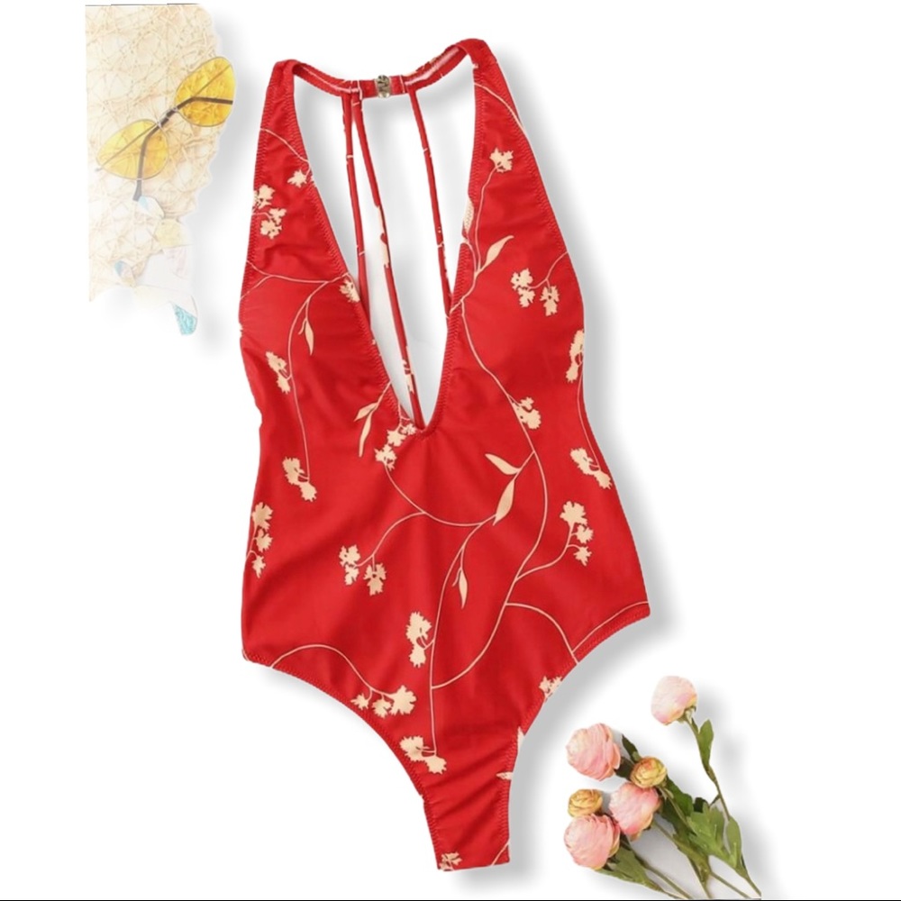 Flower Print Banyans One Piece Swimsuit - Picture 1 of 7